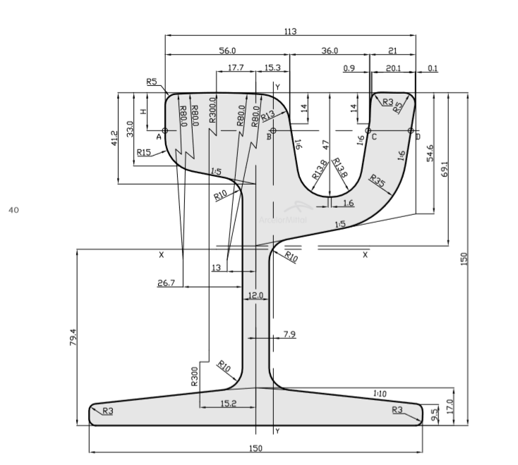 Perfil del carril 55R1