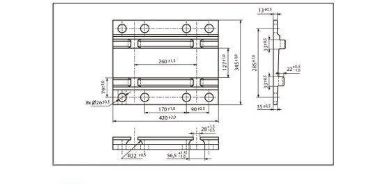 Vistas en 3 perspectivas de la Bancada Nervada Pz49A, d&oacute;nde se pueden ver las acotaciones que nos permitir&aacute;n comprobar su tama&ntilde;o