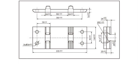 Vistas en 3 perspectivas de la Bancada Nervada Pza16, d&oacute;nde se pueden ver las acotaciones que nos permitir&aacute;n comprobar su tama&ntilde;o