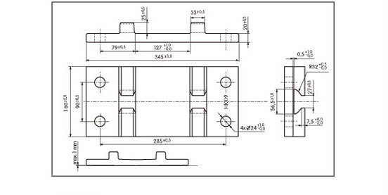 Vistas en 3 perspectivas de la Bancada Nervada Rpl20-4, d&oacute;nde se pueden ver las acotaciones que nos permitir&aacute;n comprobar su tama&ntilde;o