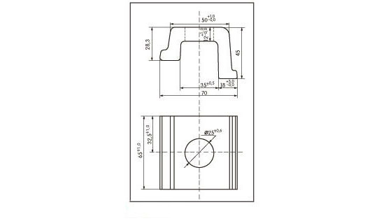 Vistas de pefil y superior de las Abrazaderas de tipo Kpo6, d&oacute;nde se pueden ver las acotaciones que indican su tama&ntilde;o