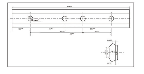 Vistas de pefil y superior de las Bridas de tipo Fl 14a, d&oacute;nde se pueden ver las acotaciones que indican su tama&ntilde;o