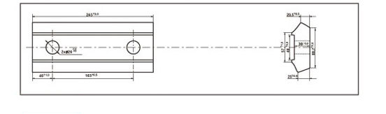 Vistas de pefil y superior de las Bridas de tipo Fl 14c, d&oacute;nde se pueden ver las acotaciones que indican su tama&ntilde;o