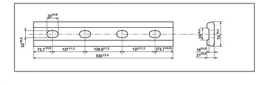 Vistas de pefil y superior de las Bridas de tipo Fl 30, d&oacute;nde se pueden ver las acotaciones que indican su tama&ntilde;o