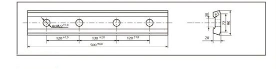Vistas de perfil y superior de las Bridas de tipo &pound; 39, d&oacute;nde se pueden ver las acotaciones que indican su tama&ntilde;o