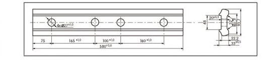 Vistas de pefil y superior de las Bridas de tipo &pound; 49, d&oacute;nde se pueden ver las acotaciones que indican su tama&ntilde;o