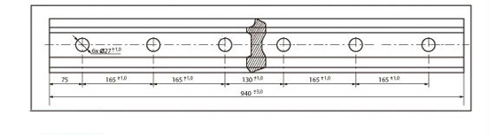 Vista superior, con indicaci&oacute;n del perfil, de las Bridas de tipo &pound; 60, d&oacute;nde se pueden ver las acotaciones que indican su tama&ntilde;o
